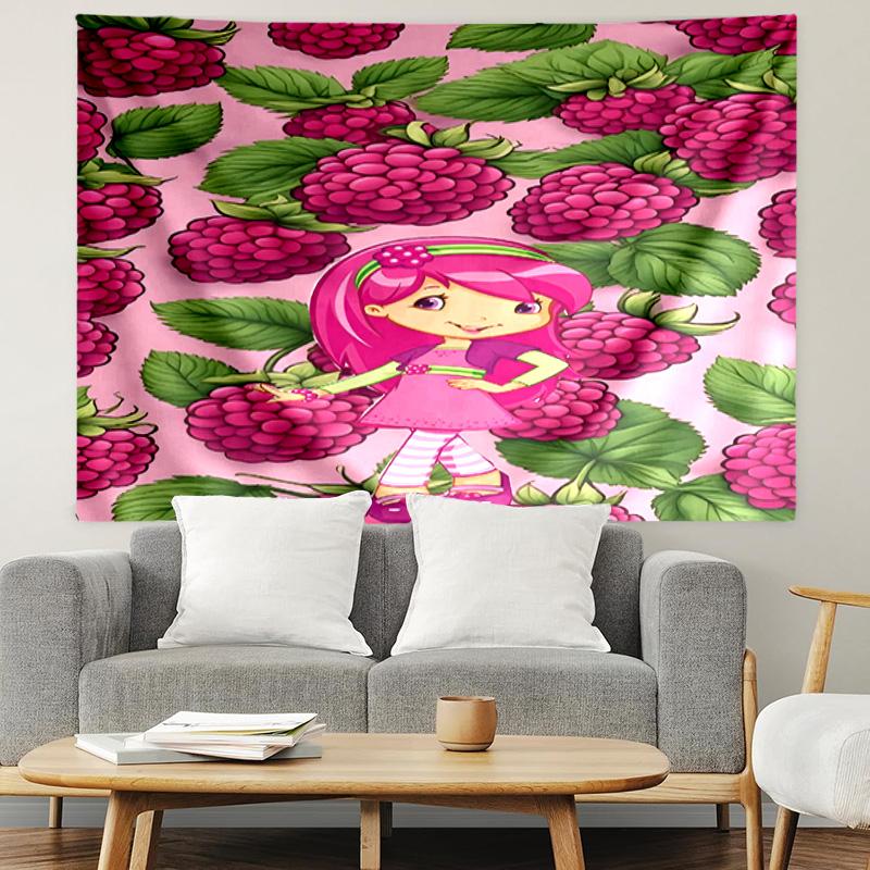 Strawberry Shortcake Print Tapestry, Lightweight Wall Hanging, for Bedroom, Dorm, Living Room, Home Art Decor, Birthday Christmas Gift for Friends