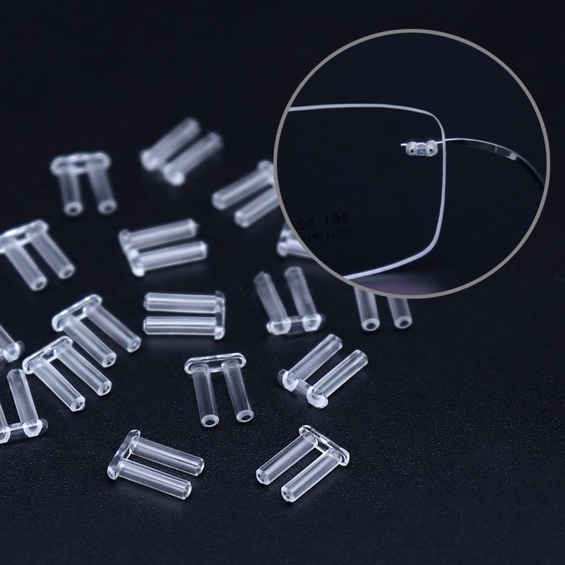 100Pcs 7Mm/2.2Mm Length Rimless Glasses Double Rubber Plug Lock Buckle For Prescription Glass Glasses Equipment Accessories