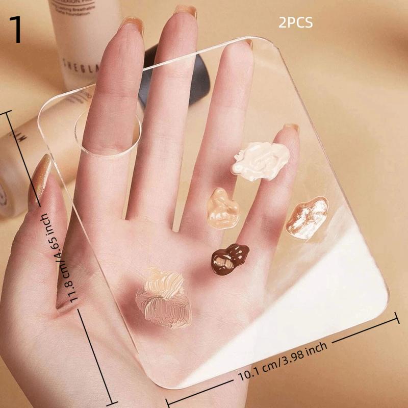2Pcs Transparent Acrylic Makeup Palette Liquid Foundation Mixing Cream Manual Cosmetic Beauty Makeup Mixer Beauty Tool