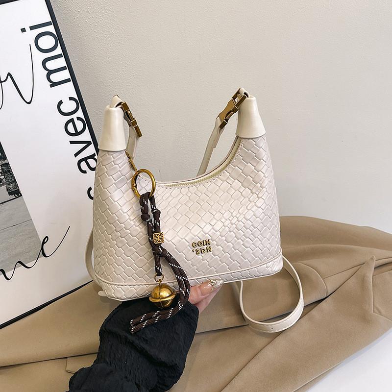 Pattern Pu Lattice Handbag Solid Color Single Shoulder Crossbody Fashion Bag