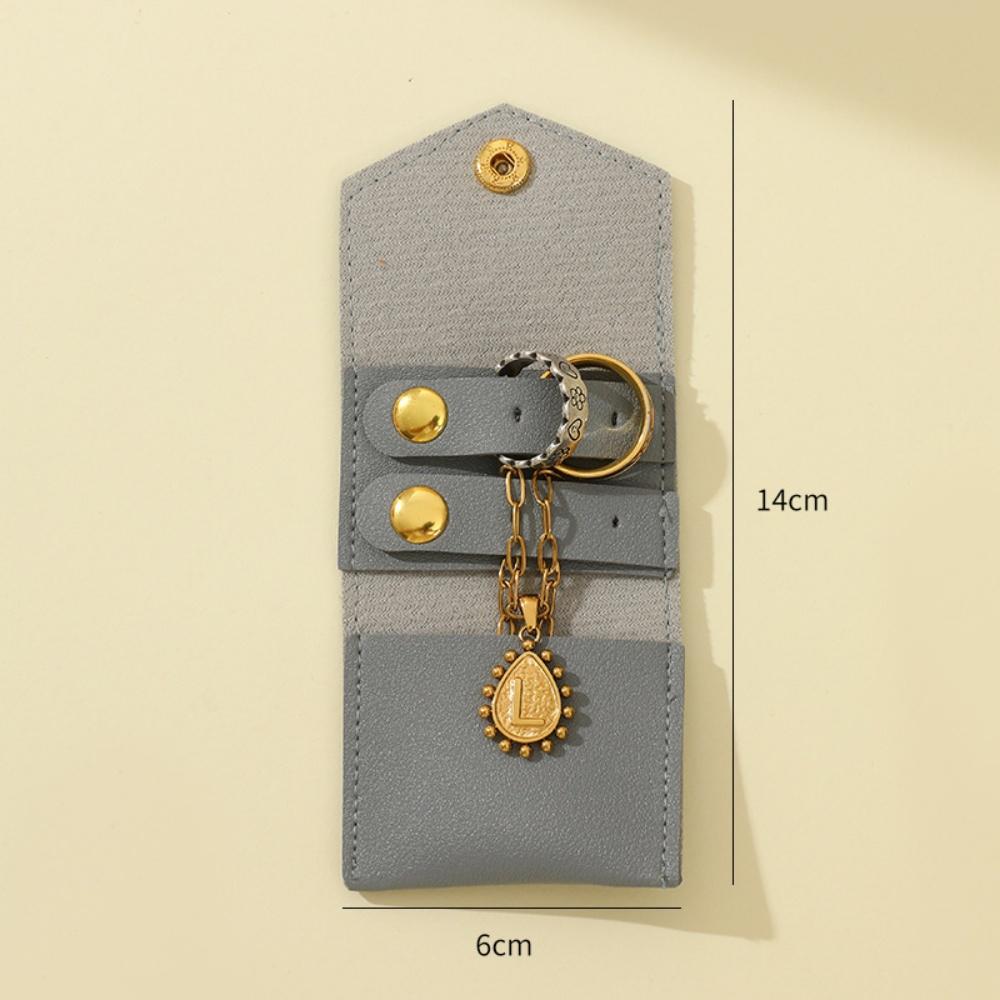 

Foldable Jewelry Roll Exquisite Mini Jewelry Bag Button Jewelry Case Pu Leather For Business Trip Travel сірий