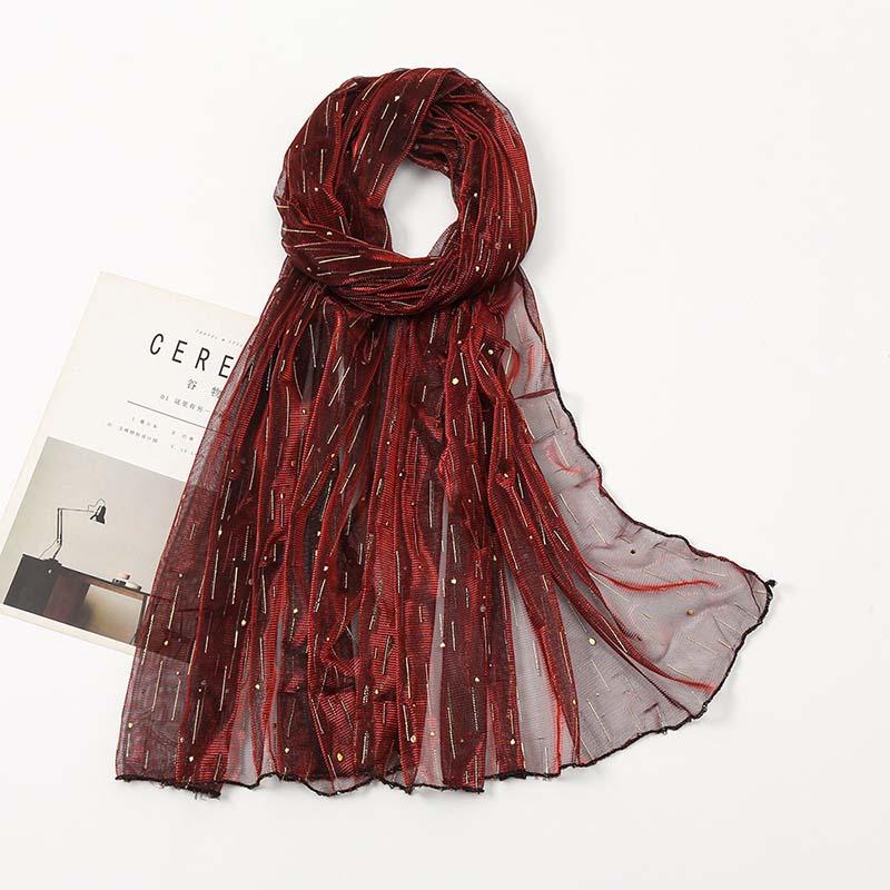 Fashion Gold Silver Thread  Long Shiny Sunscreen Shawl Female Transparent Yarn Wedding Bridesmaid Party Evening Dress Scarf R57