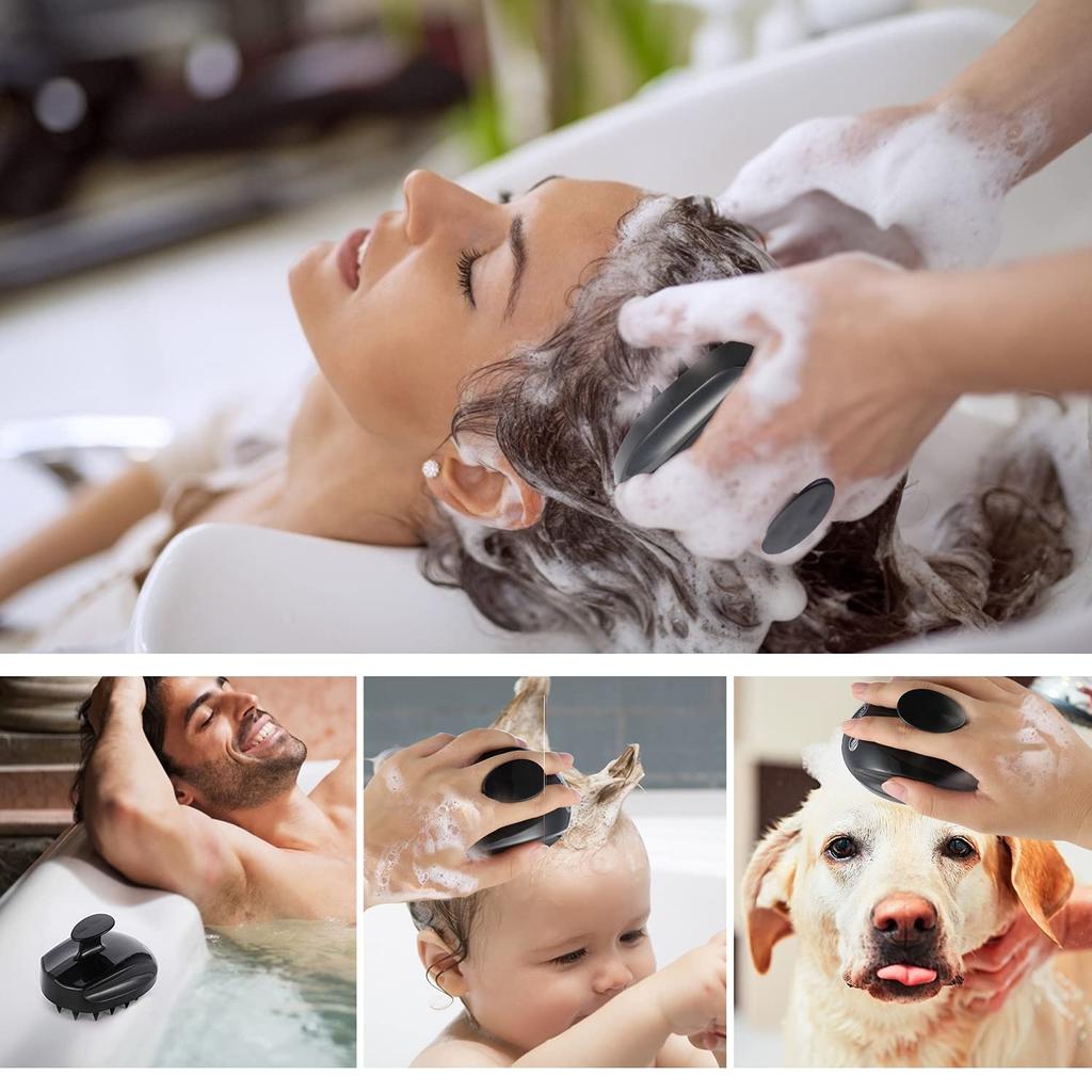 Shampoo Brush, Hair Scalp Scrubber, Head Massager, Stress Relief, Hair Growth Shower Hair Brush for Women, Men, and Kids, Black