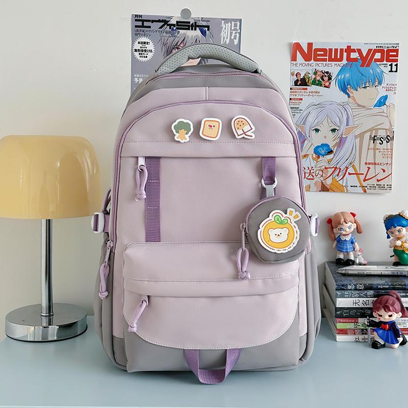 New high-value, fresh and sweet candy-colored backpack, lightweight and large-capacity backpack for junior high school students