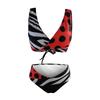 Women'S Swimsuits Tummy Control Sexy High Waist Printed V Neck Color Block Beach Bikini Two Piece Swimwear For Teen Girls