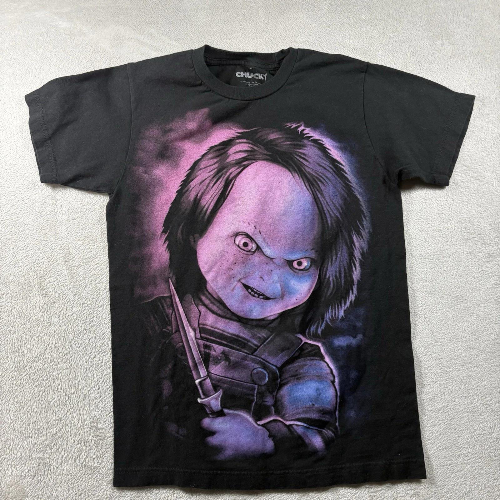 Child s Play 2 Tee Chucky Horror Movie Mens Small Black Short Sleeve T-Shirt L