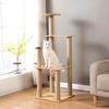 Solid Wood Sisal Cat Tree with Space Capsule and Scratch Board