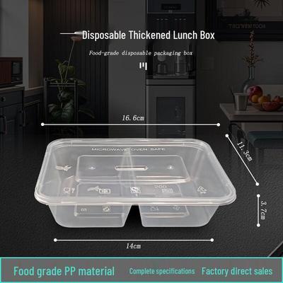 Contenant alimentaire rectangulaire jetable à double compartiment