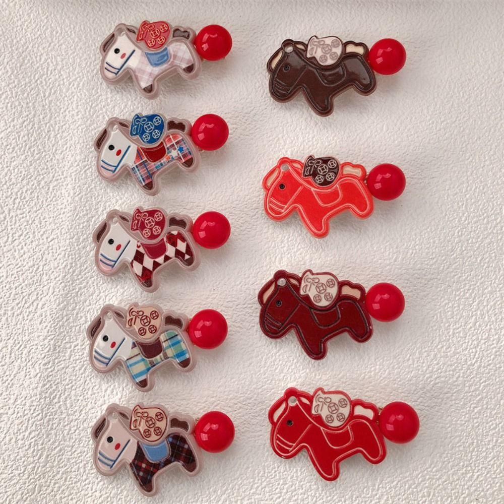 9pcs Good Luck Pony Hair Clip Horse New Year Hair Accessory Cute New Year Hairpin Gift