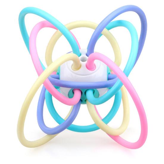 Sensoryczna piłka dla niemowląt, gryzaki dla dzieci w wieku 0-3 lat, miękka plastikowa piłka do gryzienia, zabawka do treningu chwytu ręką, piłka grzechotka