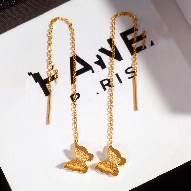 Women's Simple Heart and Butterfly Pearl Earrings - Titanium Steel Ear Wire for Fashionable Commute