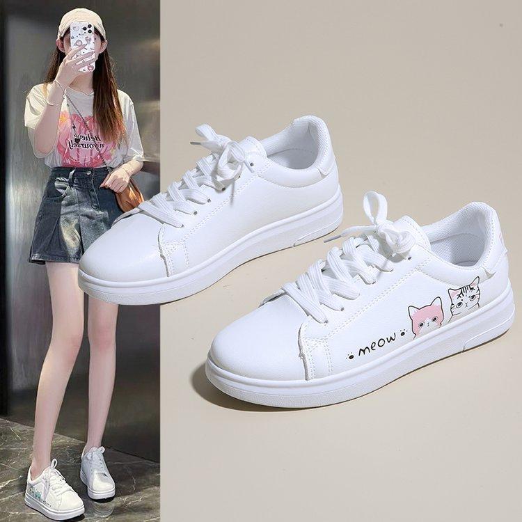 Little White Shoes Women's 2025 Spring and Autumn New Fashion Flat Baseplate Shoes Student Breathable Women's Shoes Internet Celebrity Single Shoes C