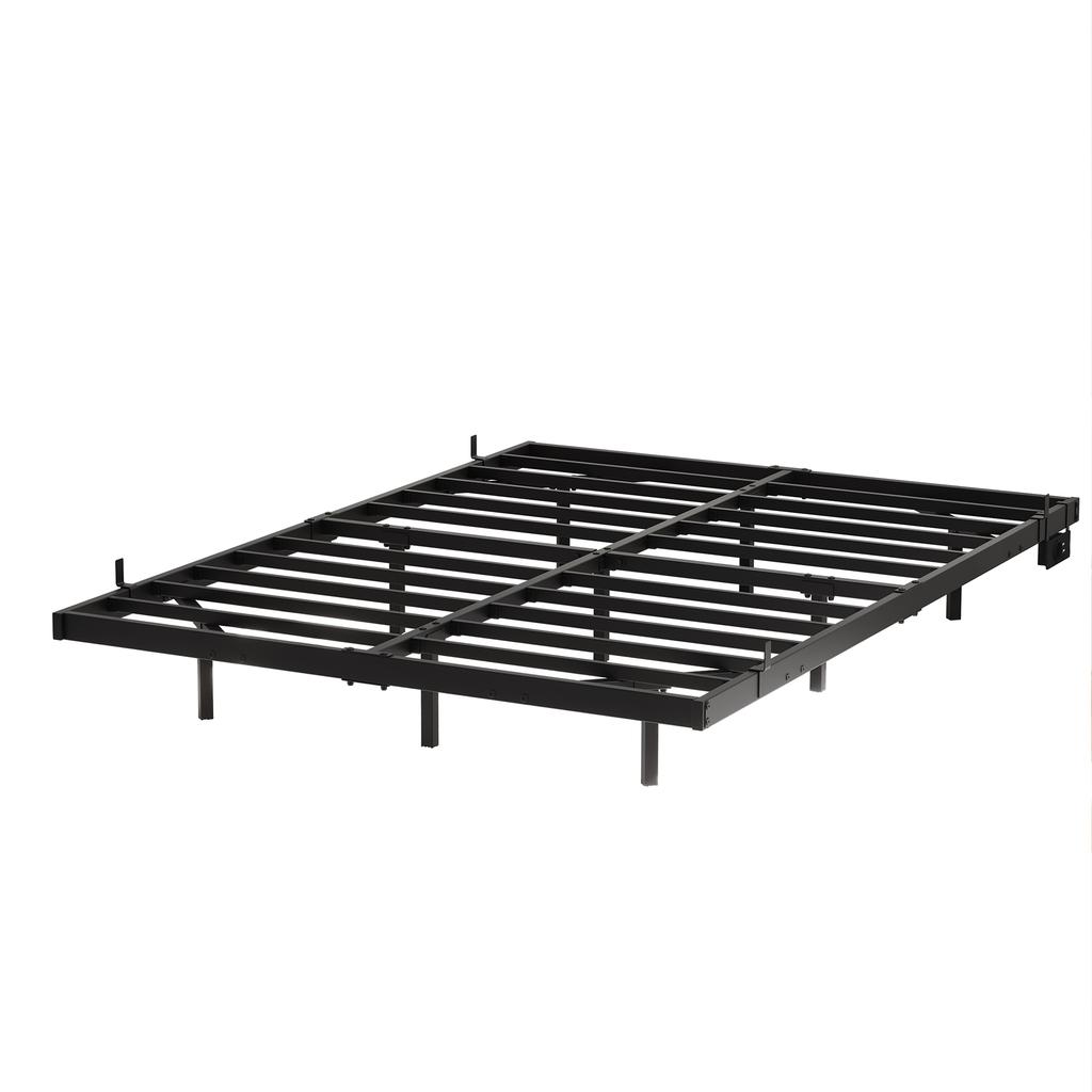 140x200 Bedframe met Zwevend Bed, LED Verlichting en Laadstation Bedframe, Metalen Bed met Lattenbodem Robuust en Stabiel, Eenvoudige Montage, Zwart