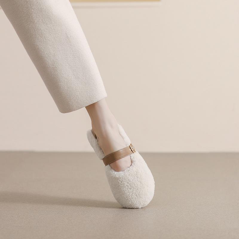 Weiwei Girl 138-1 Women's Fur-Lined Mary Jane Flats for Autumn/Winter