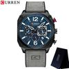 CURREN Chronograph Herren Armbanduhr Kalender Sport Herren Uhr Militär Top Marke Luxus Grau Echtes Leder Männliche Uhr Geschenk 8398