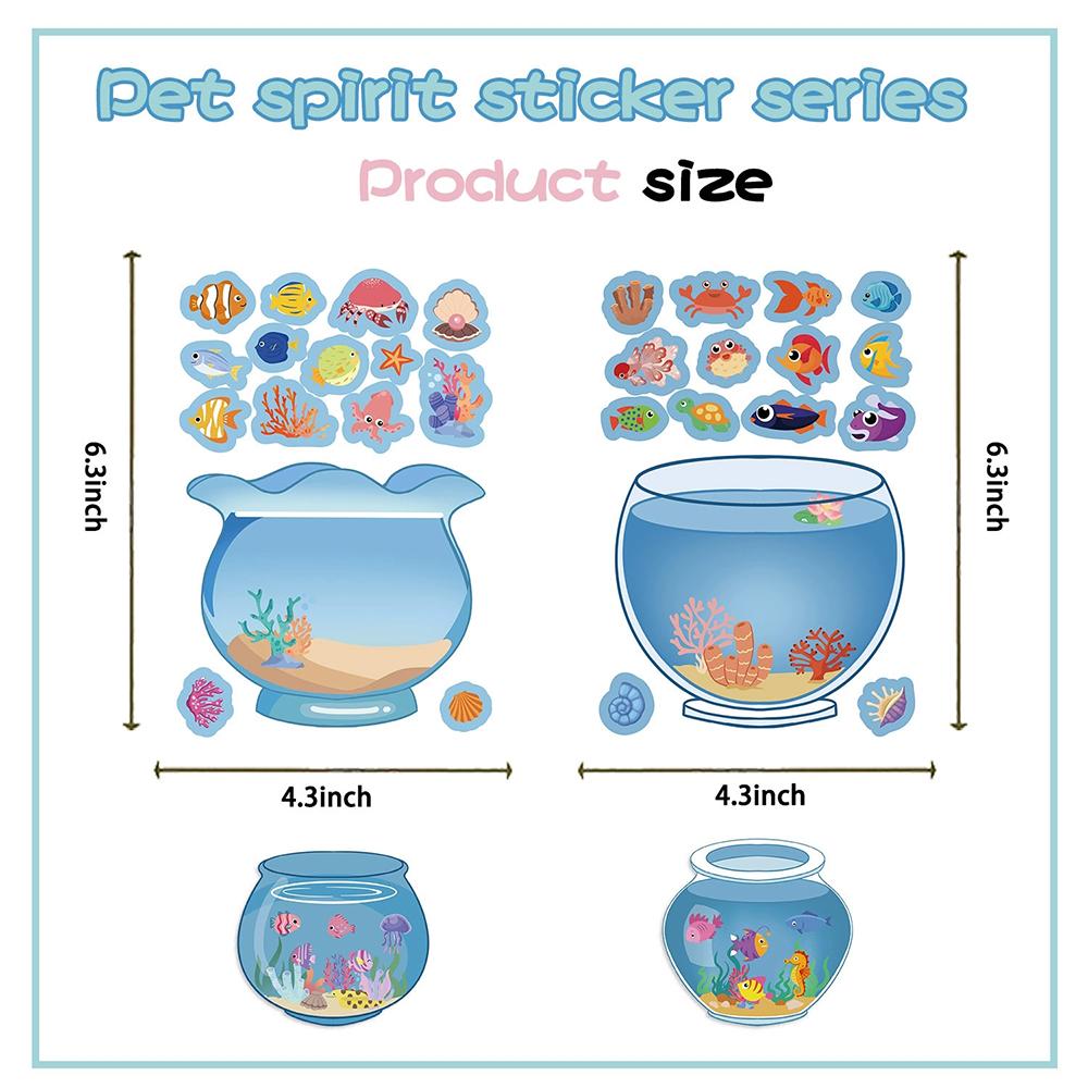 8/16sheets Dream Fish Tank Make a Face Puzzle Stickers Ocean Animals Cartoon Decals DIY Luggage Phone Assemble Jigsaw Sticker