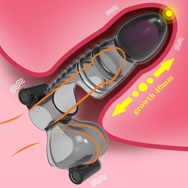 Penis Enlargement Vibration Penis Condom Condom Reusable Male Condom Sex Toy Men Strap Delay Ejaculation Adult Sex Products