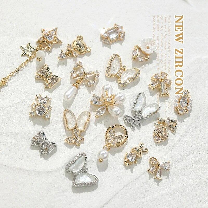 10 bucăți Fluture Zircon Decor unghii Bijuterii Zircon Cristal Perle Pandantiv Manichiura Strass de înaltă calitate Accesorii