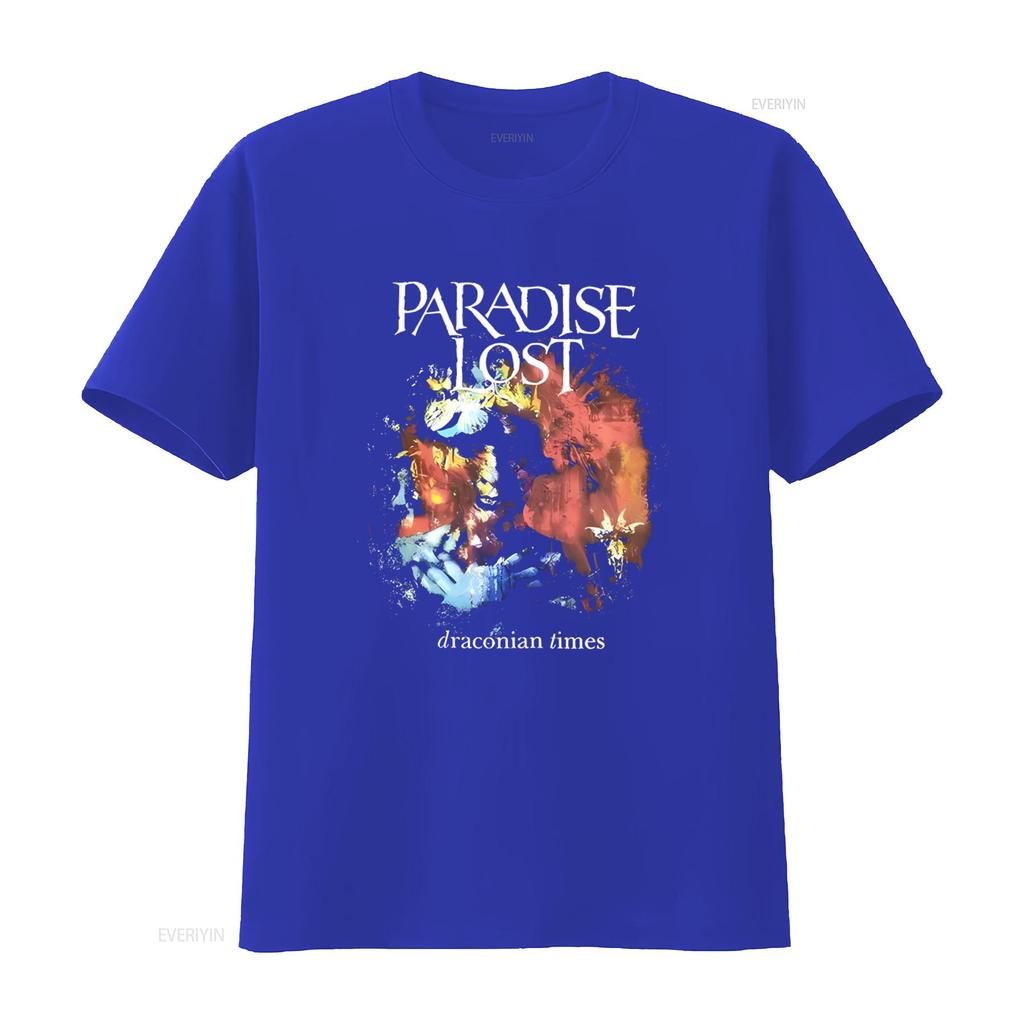 Paradise Lost T-shirt Uomo Album Draconian Times Taglia L Design Band Rock Nero vintage Lavata vestiti di marca Leggermente