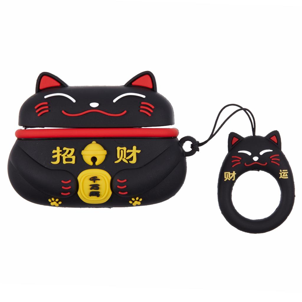 Silicone Cover for Apple AirPods Pro Bluetooth-compatible Earphones Lucky Cat Protective Case with Loop Strap
