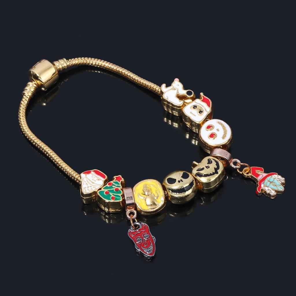 Golden Nightmare Before Christmas Jack & Sally Pumpkin Prince Halloween Bracelet