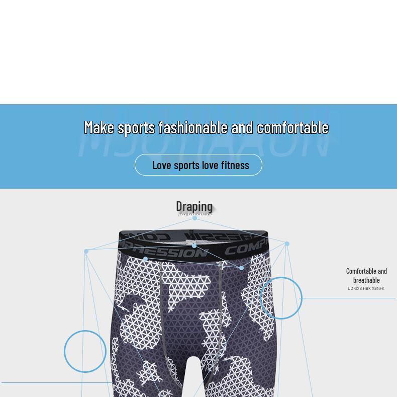 Men's Quick-Drying Camouflage Compression Tights for Running & Basketball