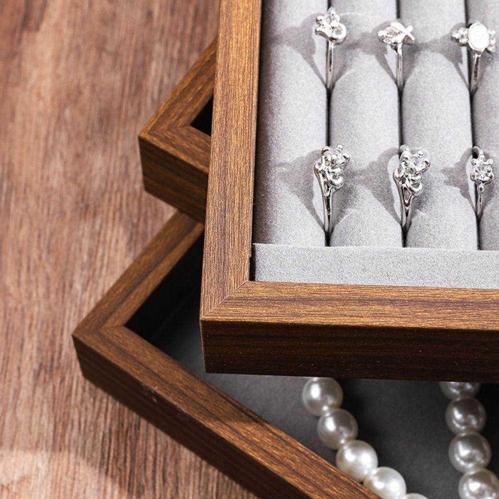 Simple Jewelry Organizer 12/24 Grids Jewelry Display Holder Wooden Jewelry Tray  Jewelry Seller