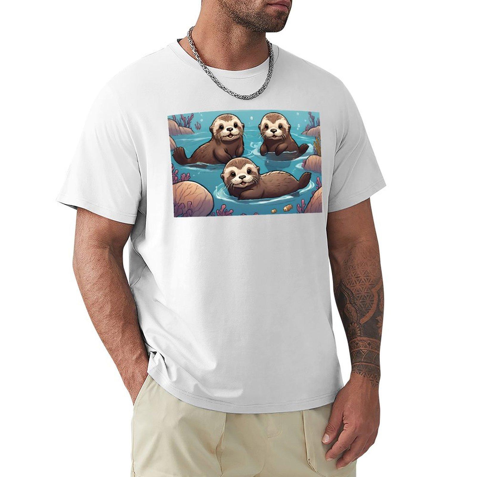 Playful Otters In The Ocean Tshirt Plus Size Loose Fit Tshirt S