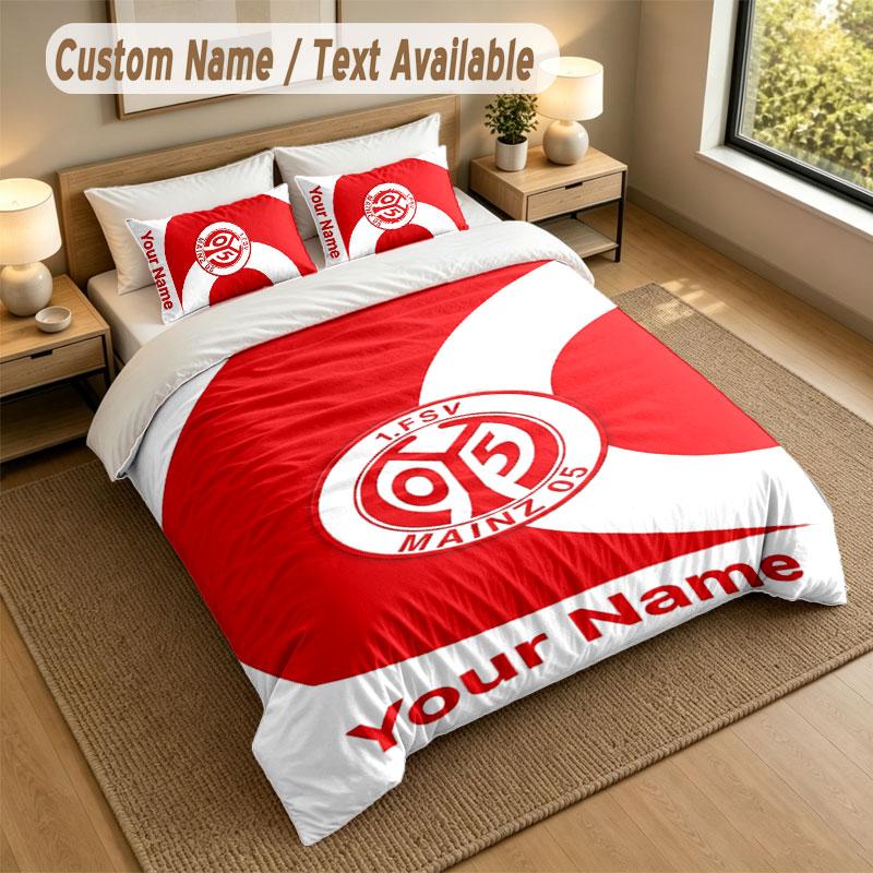 Bedding Set 1 Duvet Cover 2 Pillowcases Mainz 05 Print Soft Bed Linen Bedroom Decor