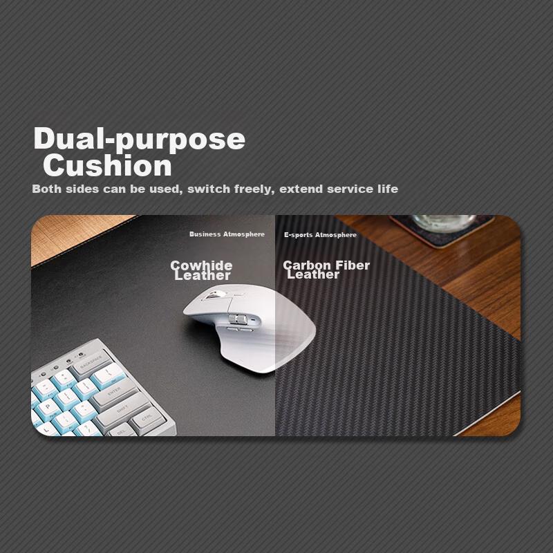 LESAILES Carbon Fiber Leather, Leather Mouse Pad, Large Size for Office Computer Keyboard, Waterproof And Non-Slip, Home Desk Pad, Black, 800*300*2mm
