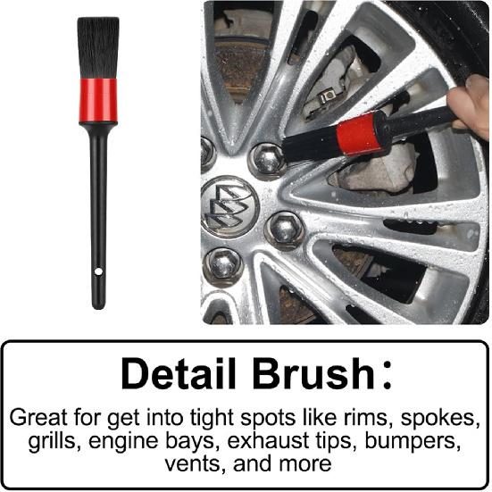 Car Wheel Rim Tire Brush Set, Detailing Wash Kit, Long Soft Detail Brushes Accessories Tool For Automotive Cleaning Wheels, Interior,Exterior,Dirty
