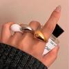 Water Drop Open Adjustable Ring: European & American Style, Simple Fashion, Stackable Creative Index Finger Ring for Women