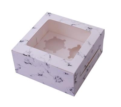 Box For 4 Muffins 16X16X7.5Cm With Window And Insert 10pcs