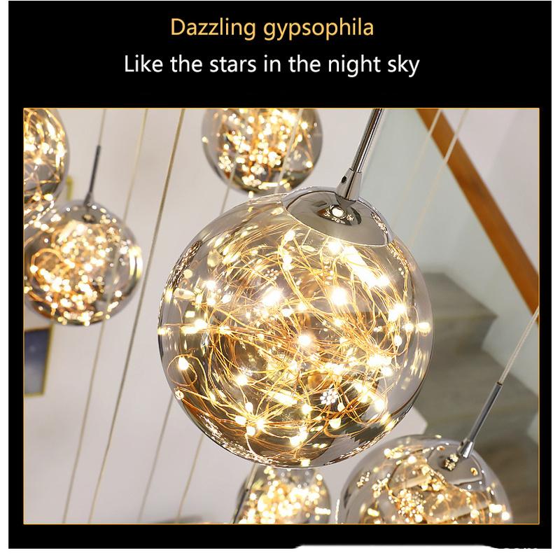 Modern Spiral Chandelier Living Room Villa Loft  Dining Room Kitchen Chandelier Ball Stair Pendant
