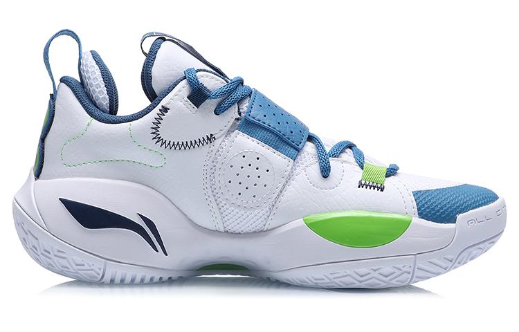 Li Ning All City 8 Youth Edition All City Wade Collection Low top Children's Basketball Shoes White Blue ABPQ053-1