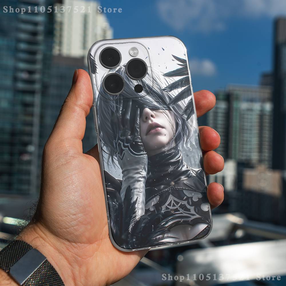 Y-YoRHa No 2 Type B Phone Case For iPhone 16,15,17,12,13,14,11 Max,Pro,Plus,X,XS,XR,SE4,E Mini Transparent Cover