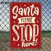 Vintage Santa Red Tin Metal Sign Rustic Wall Art 8x12 Inch Retro Christmas Home Decor