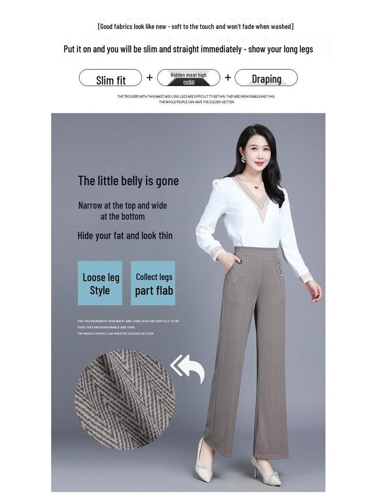 2025 Damen High Waist Wide Leg Hose - Modisch Figurformend für Frühling und Herbst, Perfekt für Freizeitkleidung für Mittelalte und Ältere.