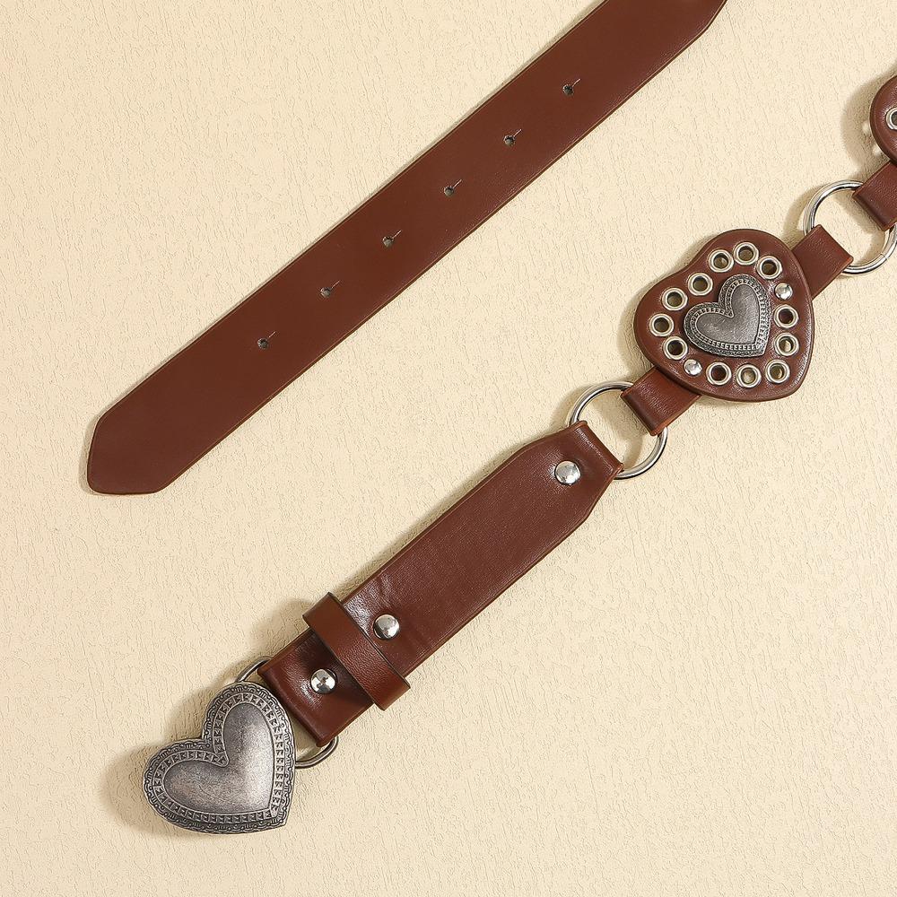 Vintage Cowboy Waistband Zinc Zinc Alloy Heart Hollow Belt Elegant Cowgirl Buckle Belt  Waist Accessories