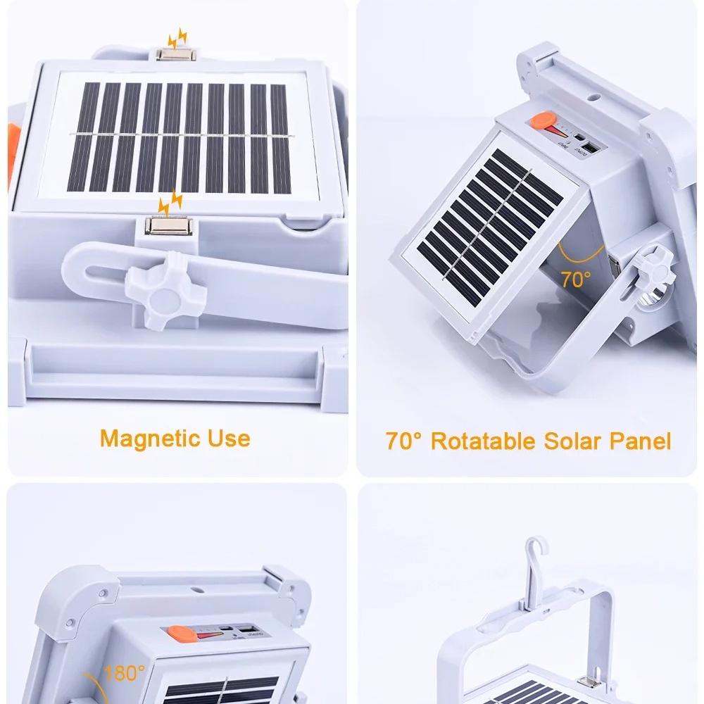 USB Type-C Rechargeable 336/288/264LEDs Solar Floodlight Outdoor Portable LED Multifunctional Spotlight IP66 Waterproof Emergency Light Solar