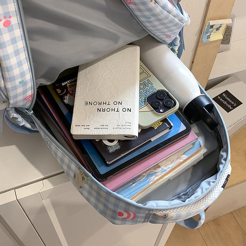 Schoolbag Japanese cute girl milk whirring mini backpack female Korean version dopamine plaid cartoon small bar pain bag