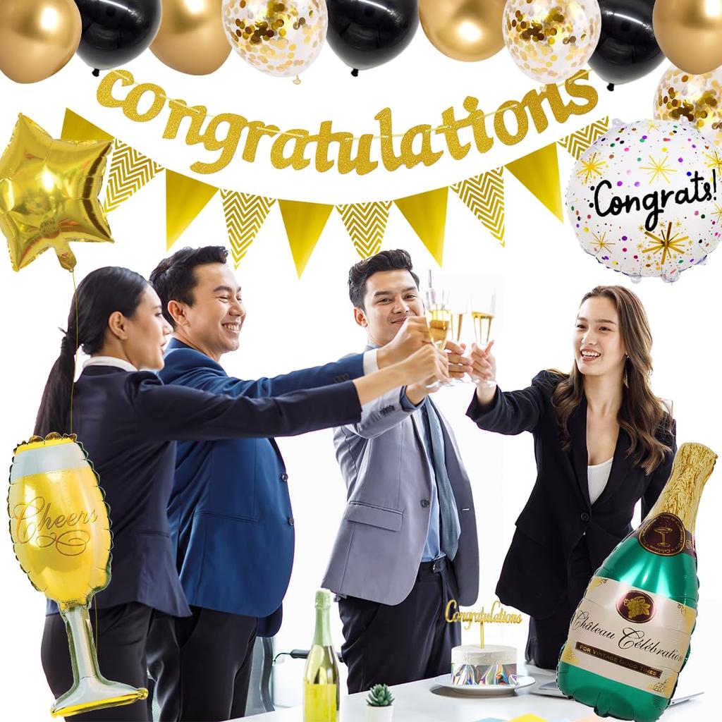 Congratulations Anniversary Celebration Decoration Balloon Cake Topper Set School Entrance Ceremony Graduation Ceremony Wedding Engagement Celebration