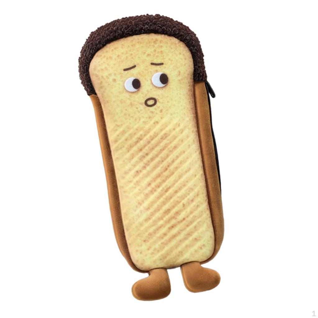 Plush Bread Pencil Case Pen Bag Cartoon Portable Lightweight Stationery Pouch