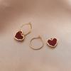 JMXD Red Retro Heart Earrings Elegant Premium Festive Trendy Cool Style Ear Drops Vintage Jewelry Fashion Ear Accessories