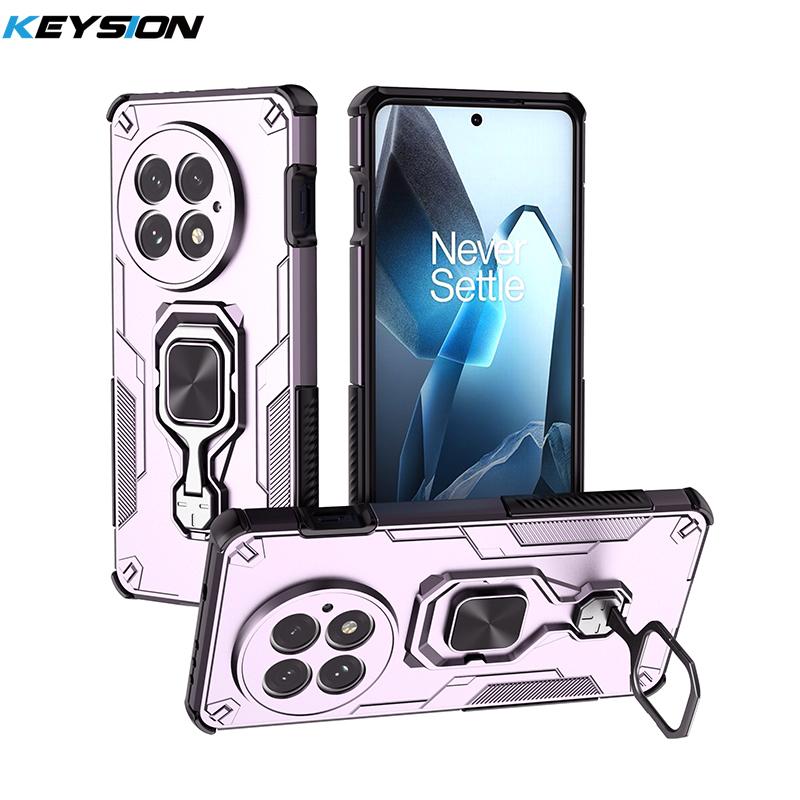 

KEYSION Shockproof Armor Case for OnePlus 13 5G Soft Silicone+PC Upright Metal Ring Stand Phone Back Cover for One Plus 1+ 13 5G for OnePlus 13 фіолетовий