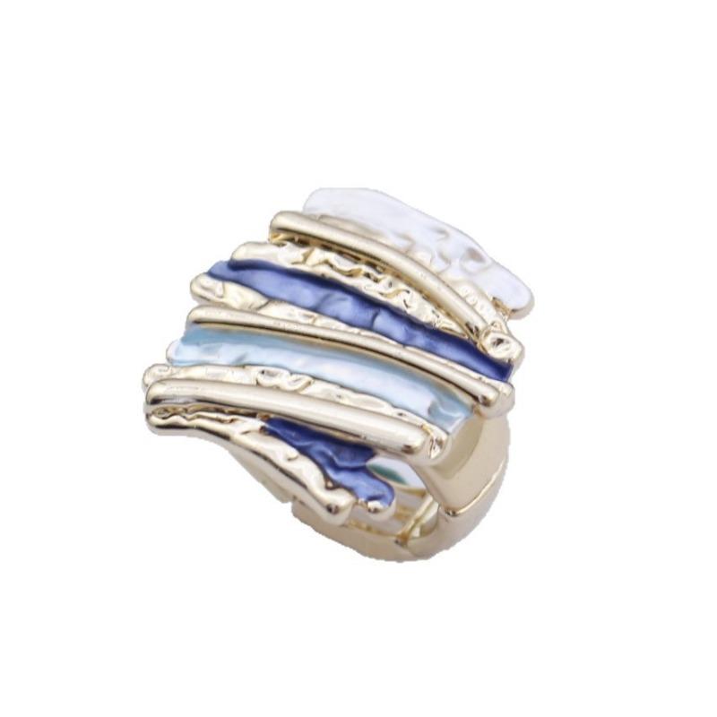 Hot-selling enamel color square geometric line elastic ring, versatile creative irregular line ring for men and women