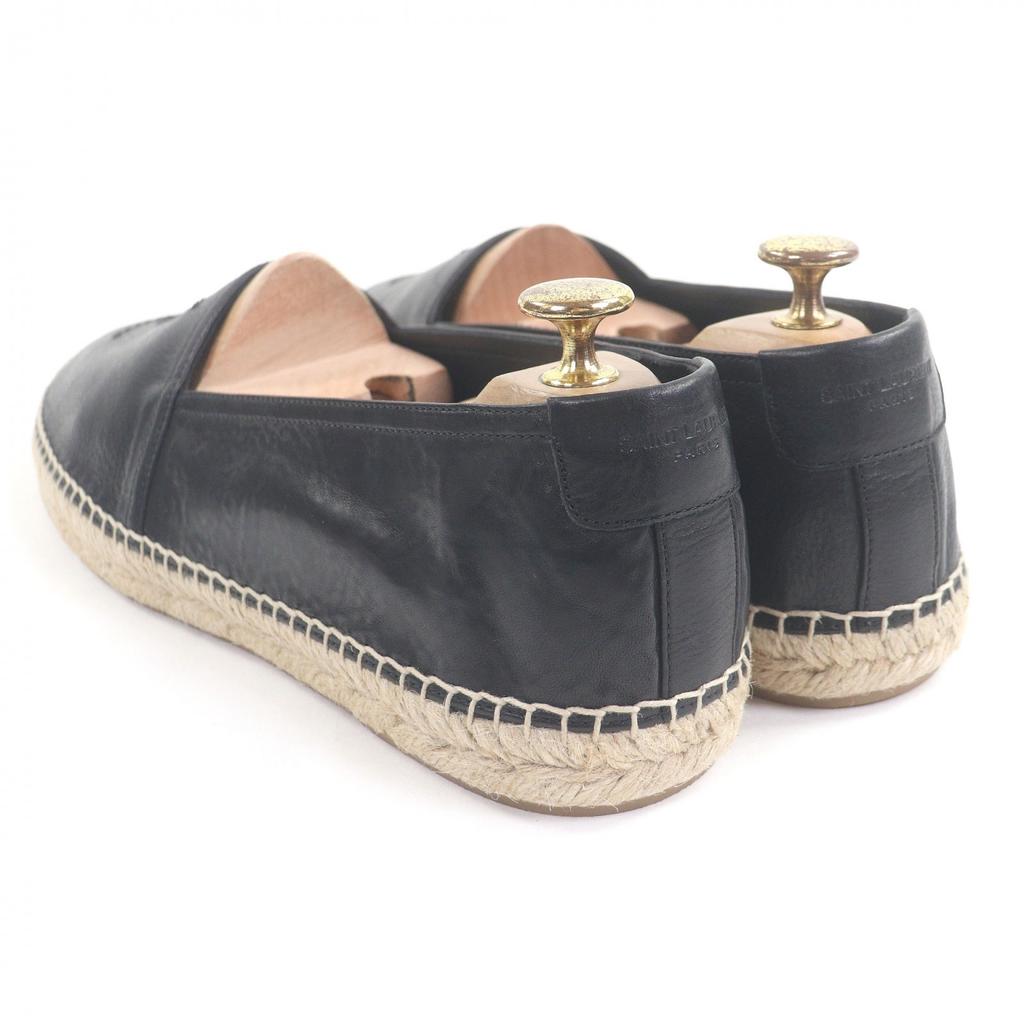 Pristine SAINT LAURENT PARIS Moccasin YSL Stitch Espadrilles Slip-On Flats black Used