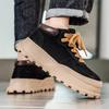 Men's shoes 2024 autumn and winter new niche black tooling board shoes men's waterproof and non-slip thick-soled medium-top casual trendy shoes