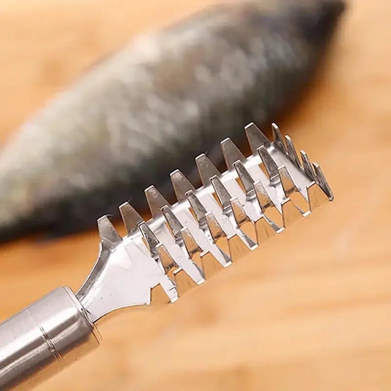 Fish Scaler Stainless Steel, Premium Fish Scale Remover Integrated Casting, Duty Sawtooth Fish Descaler Tool, Fishes Scaler Tool