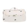 Quilted Travel Case with Hook Large Capacity Cotton Portable Storage Bag for Hair Dryer Accessories Milky White with